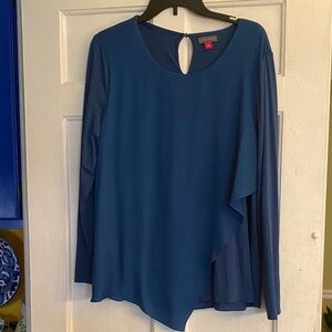 Vince Camuto Asymmetrical Blue Blouse